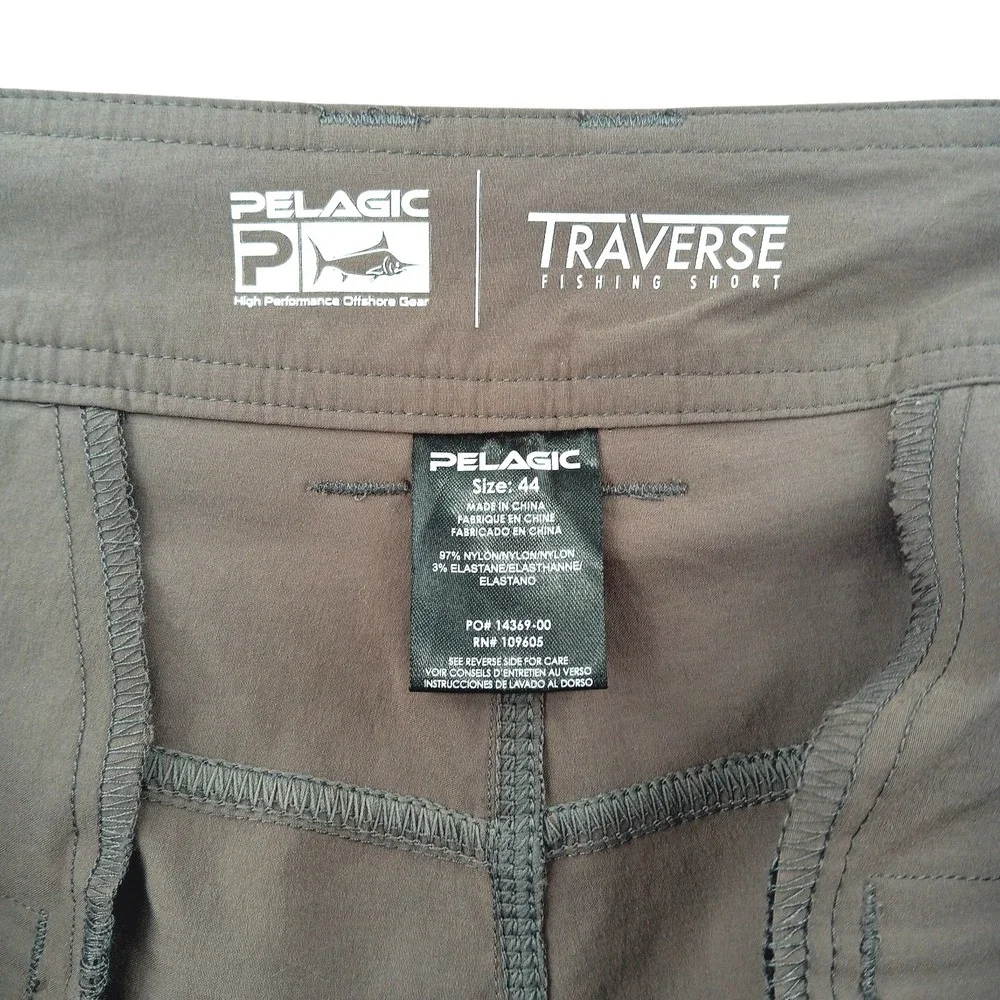 Pelagic Traverse Fishing Board Shorts Mens 44 Grey Nylon Performance Swim Fading